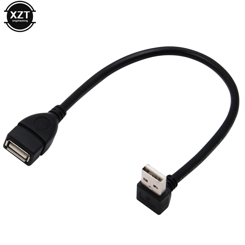 USB 2,0 EIN Mann zum Weiblichen 90 Abgewinkelt Verlängerung Adapter kabel USB 2,0 männlich zu weiblich up/unten 25cm Schwarz kabel