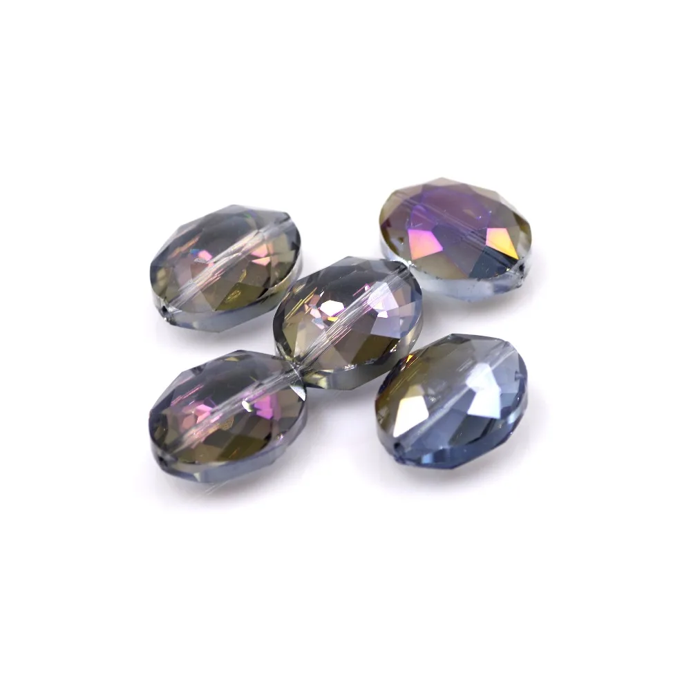 ZHUBI 10pcs 16x20mm Crystal Beads Charms Crafts Bovine Eyes Shape Glass Oval Beads Stone For DIY Jewelry Making Supplier