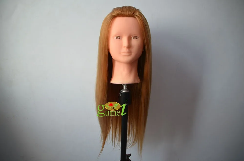 Free Shipping Mannequin Maniquin Dummy Brown Training Head With Hair Straighten Hair Training Mannequin Head With Free Clamp