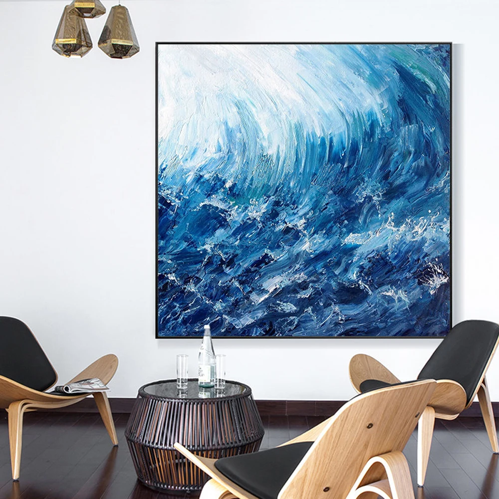 

Fashion Art Modern Canvas wave painting Home Decoration seascape Pictures Painting 100% Handpainted Christmas Gift Oil Painting