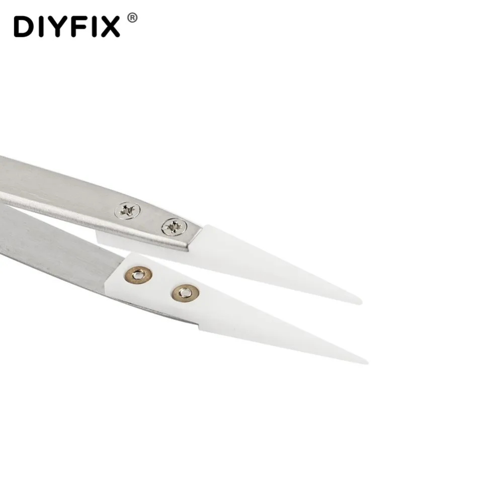 DIYFIX Ceramic Tweezers Anti-static Heat Resistant Insulated Pointed Tip Pliers Electronic Cigarette Resistance Wire DIY Tools