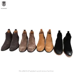 Suede Shallow Elasticity Ankle Boots Luxury Brand For MenLow Heels Chelsea Boots Zapatos Large Size Men Shoes