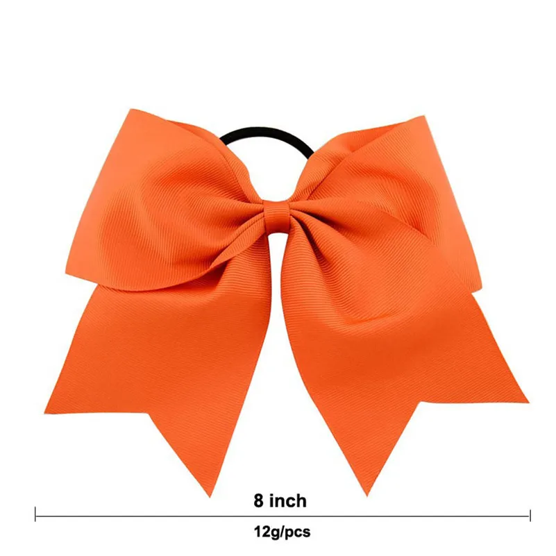 New 8 Inch  Solid Big Cheering Hair Bows Rubber Hair Ties Girls Kids Elastic Hair Bands Ponytail Holder Women Hair Accessories