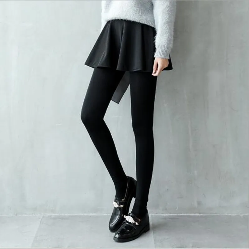 Women\'s Foot Leggings Winter Warm Thickening Skirts Pants Fleeces Skinny Pencil Pants High Waist Skirt Legging P8121