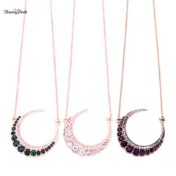 Banny Pink New Punk Alloy Crescent Pendant Necklace For Women Elegant Crystal Walking Moon Choker Necklace Half Moon Choker