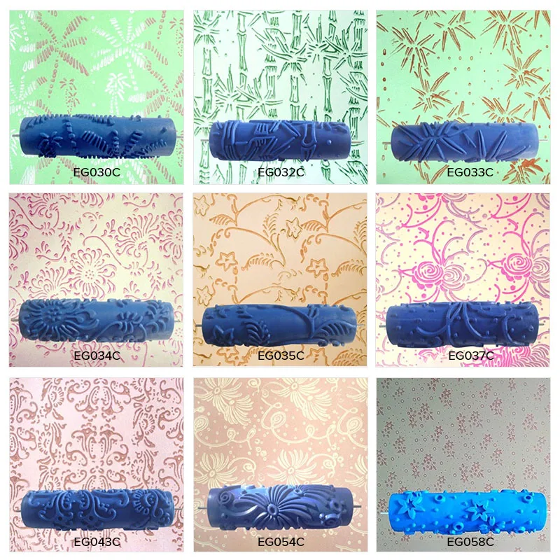 7 INCH Wallpaper Decoration Patterned Roller Embossed Paint Sleeve Wall Texture Stencil Brush 3D Pattern Decor Painting Machine