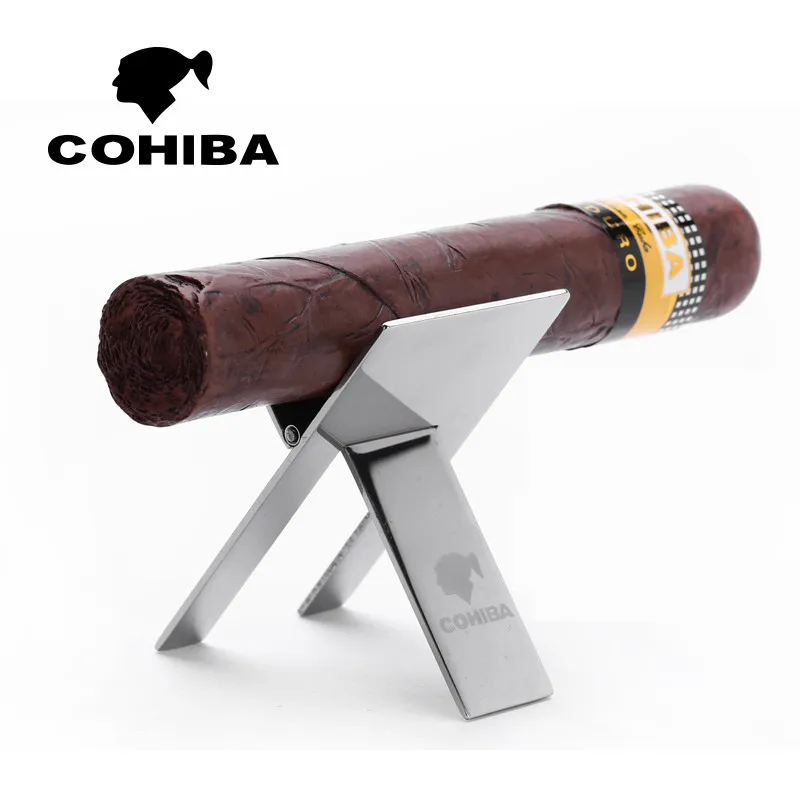 COHIBA-Cigar Ashtray Holder Rack, Practical Gadgets, High Quality, Foldable Cigar Stand, Black Silver