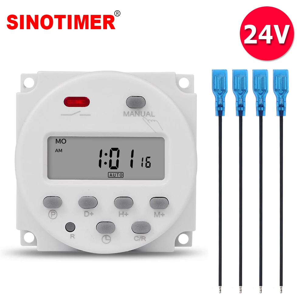 CN101A Power Supply 24V Digital Timer Switch 7 Days Weekly Programmable Time Relay Programmer Built-in Rechargeable Battery