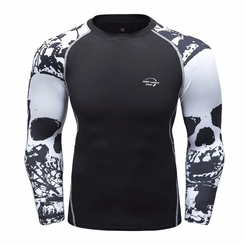 New Men Compression Tights T-shirt Men Fitness 3D Printed Shirt Breathable Long Sleeve Tops Rashgard Workout Fitness T-Shirts