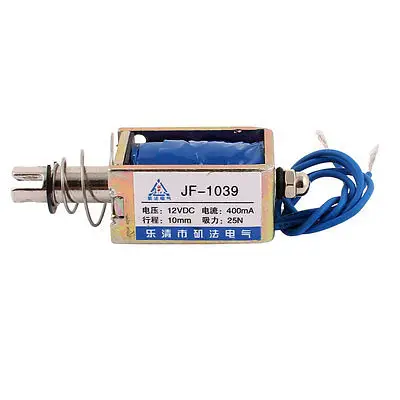 JF-1039 DC 12V/DC24V 0.4A 25N Pull Push Type Open Frame Solenoid Electromagnet