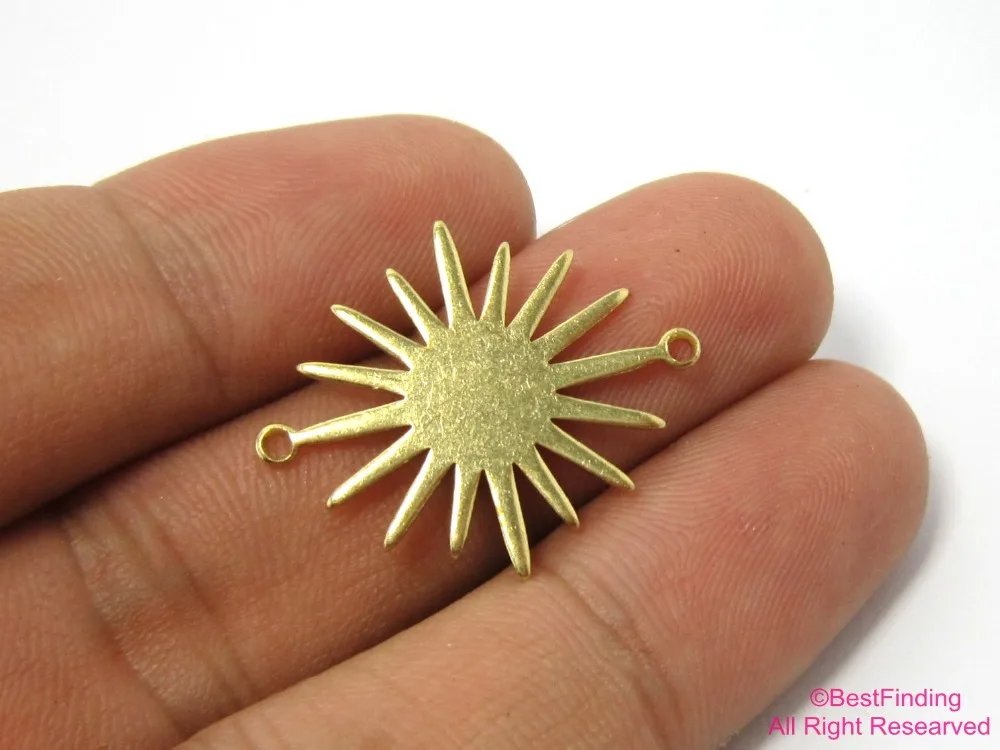 

20pcs Sun Earring Charms, Brass Connector, Sunflower Pendant, 26.5x22x1mm, Brass Findings, Jewelry making - R1384