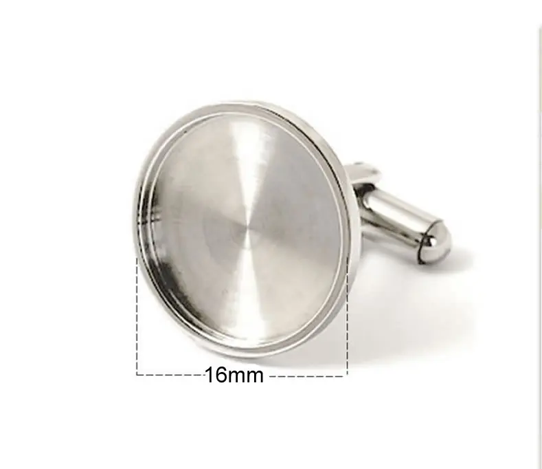 Stainless Steel Blank Setting Base Cufflinks Settings Cabochon Base  for 16/18/20mm Men Cufflinks DIY Jewelry findings ID25006