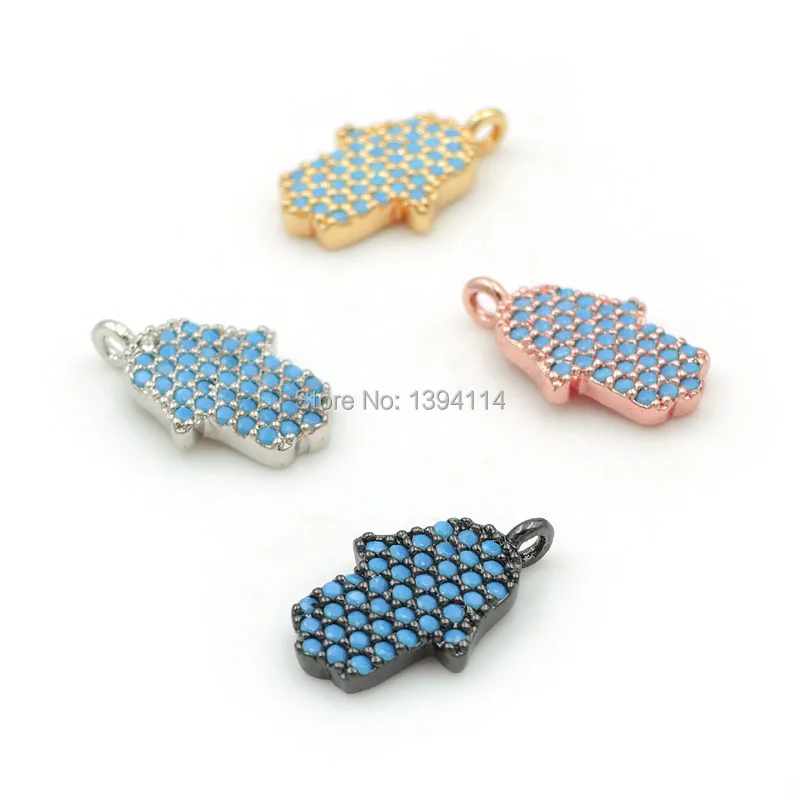 

13*7*2mm Micro Pave Kallaite CZ Palm Charm Fit For Making DIY Bracelets Or Necklaces Jewelry