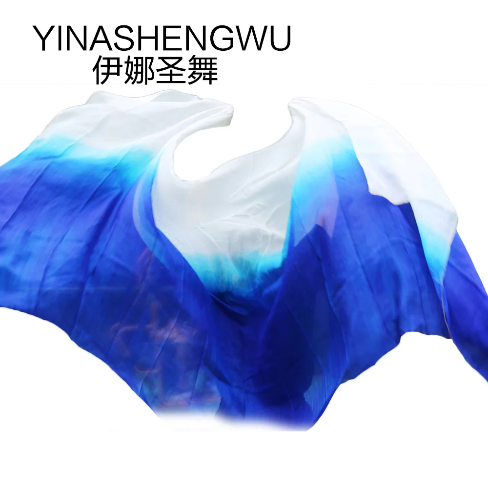 Belly Dance Props Women Belly Dance Silk Veils Belly Dance Veil For Girls Belly Dance Silk Veils white+royal blue