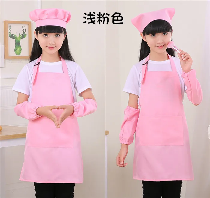 Children\'s apron set kindergarten children eat painting art advertising apron baking chef clothes white