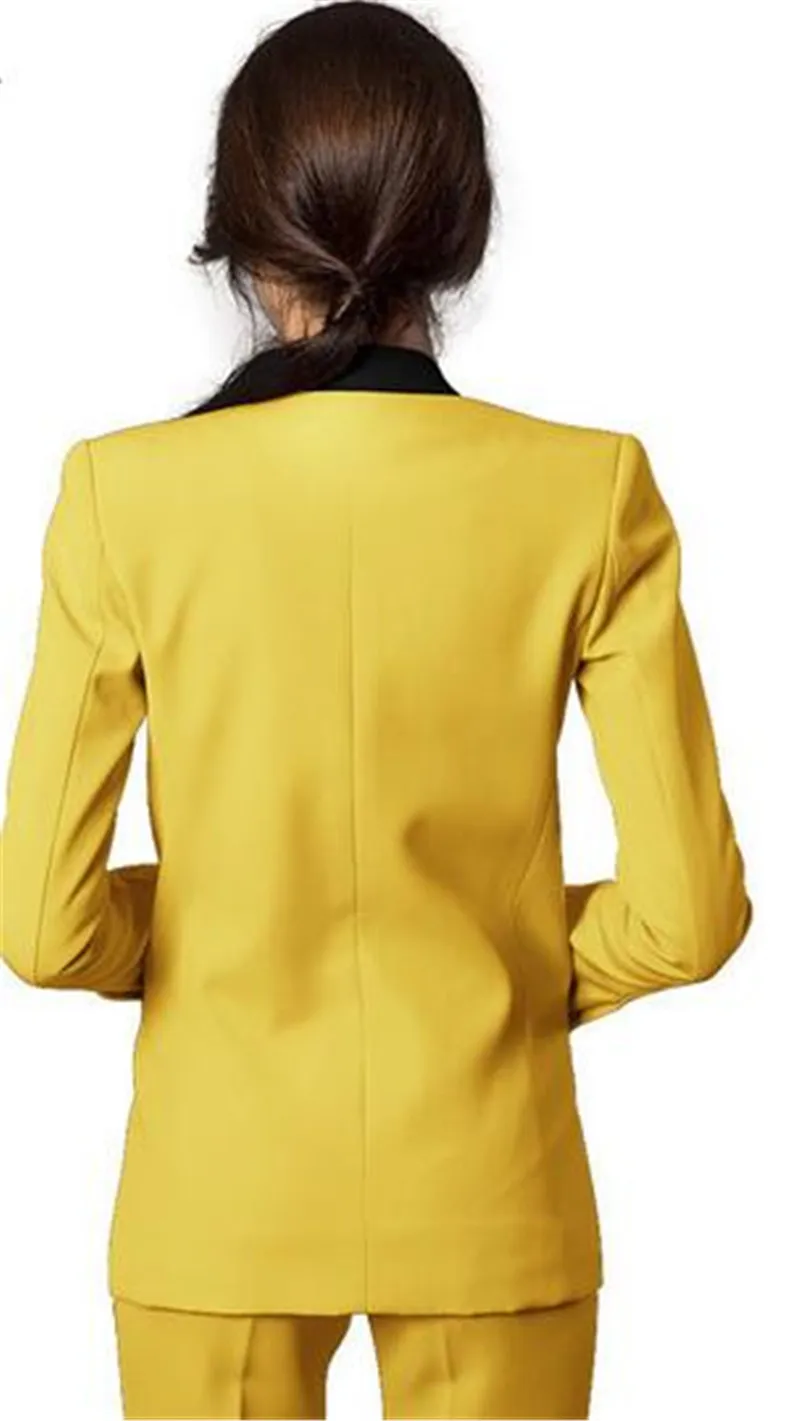 Yellow Office Uniform Women Female Business Suit Women Pant Suits 2 Piece Tuxedos Suits for wedding Outfit Blazer Custom Made