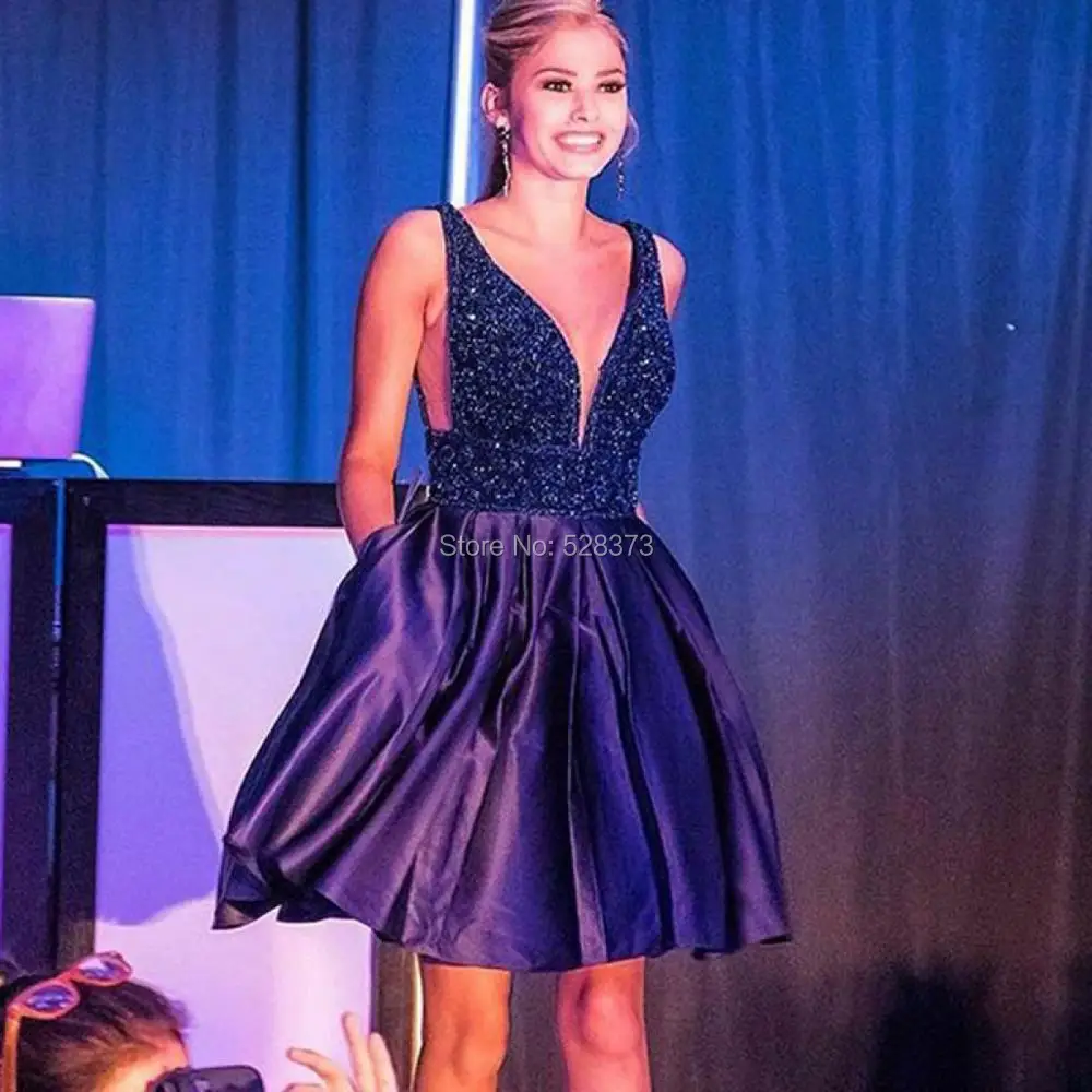 YNQNFS PD64 شيك السجادة الحمراء كوكتيل الأرجواني الأزرق الثقيلة مطرز الجانب مفتوح حفلة موسيقية فساتين قصيرة