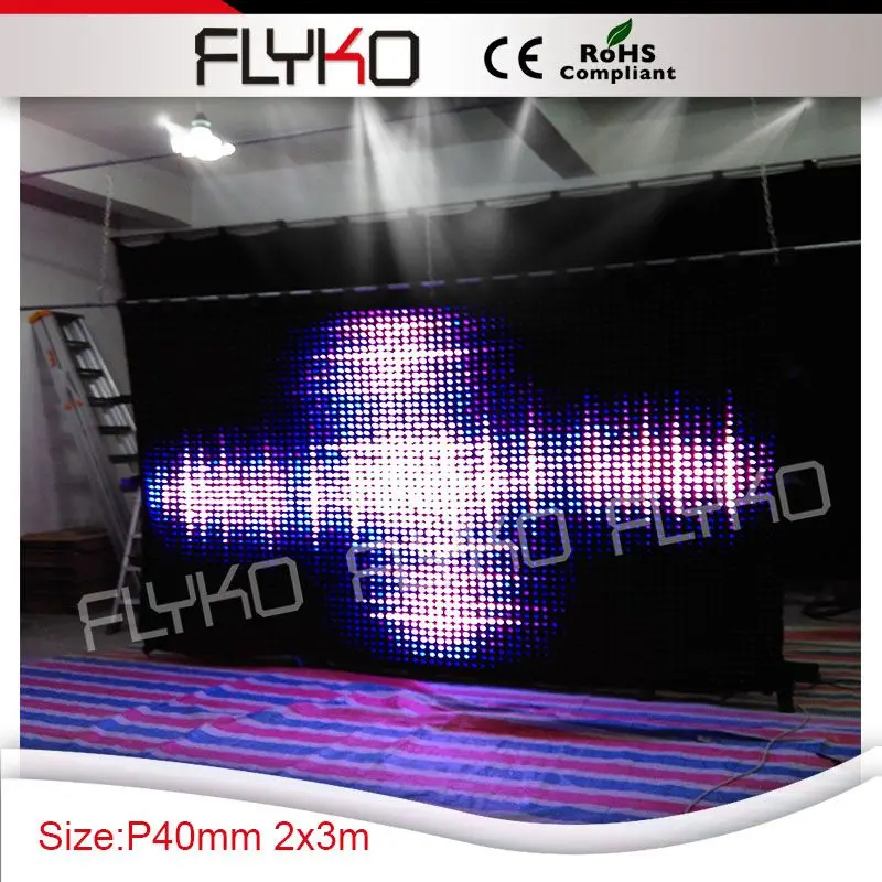 2*3m china sex video led full color light led video curtain music stage display screen P40mm