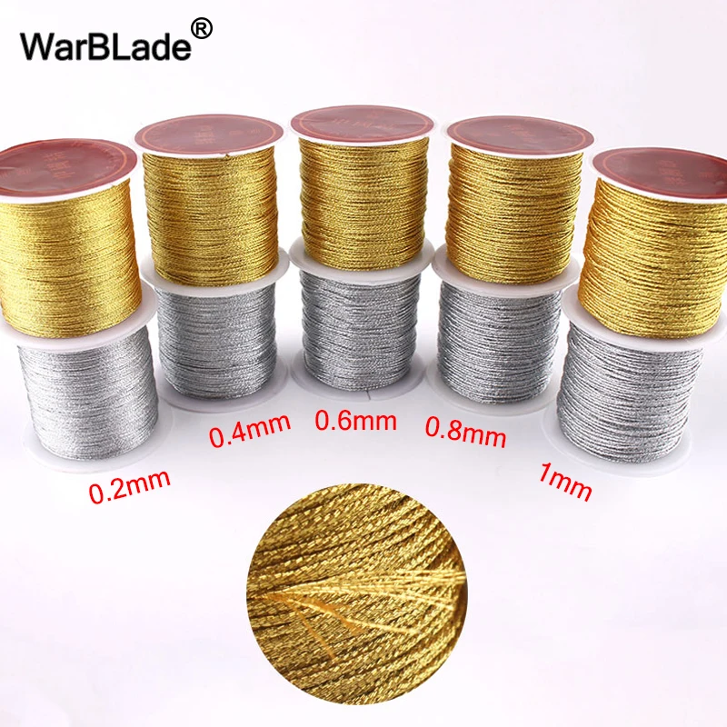 Gold Silver Cord 0.2mm 0.4mm 0.6mm 0.8mm 1mm Nylon Cord Thread String Rope Bead Wires For DIY Handmade Braided Jewelry Making