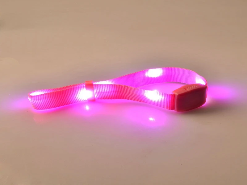 50pcs/lot 2017 new arrival Voice & button & Vibrate control Nylon Led Flashing bracelet Flash Glowing Luminous strap wristband