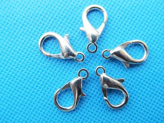 

50pcs 8mmx14mm Good Quality Antique Bronze/Silver tone Metal Lobster Clasps Hooks Connector Charm Finding,DIY Accessory Jewelry