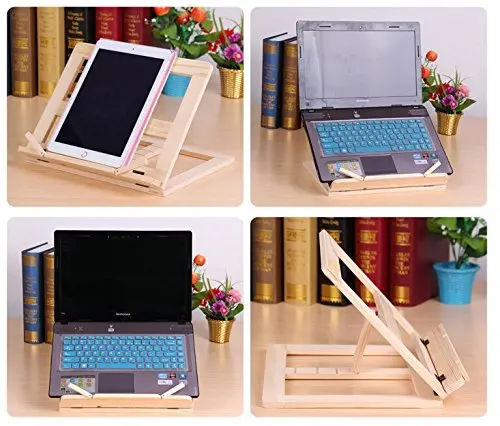 Wood bookstand laptop iPad book stand holder Document stand holder Reading stand with 4 Adjustable Positions