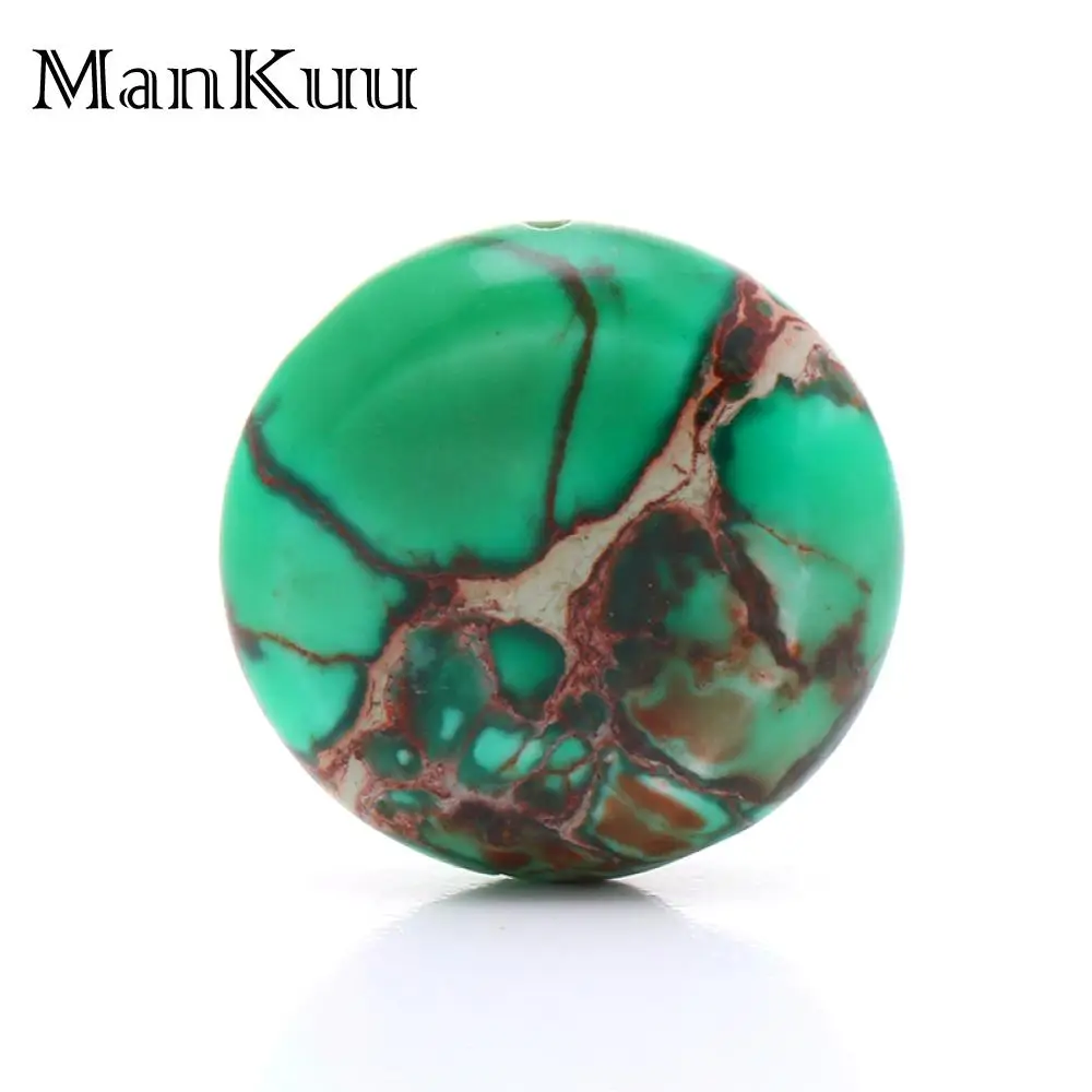 ManKuu 6mm/18mm/25mm Flat Round Green Sea Sediment Jaspers Imperial Natural Stone Beads For Handmade DIY Jewelry Making 5pcs/Lot