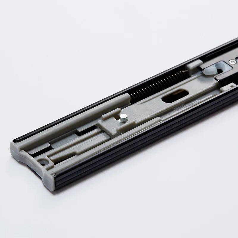2 Stück Metallpuffer-Schubladenführungen, 20,3–55,9 cm, Schienenbreite 45 mm, stumm, dreiteilige Schiene, verschiebbare Möbelbeschläge – Detail 9