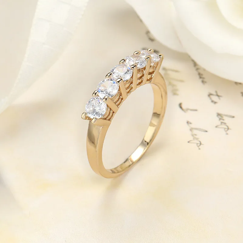 New Silver Color Wedding Ring Rose Gold Color CZ Zircon Vintage Engagement Simple Rings For Women Jewelry Bagues Pour Femme