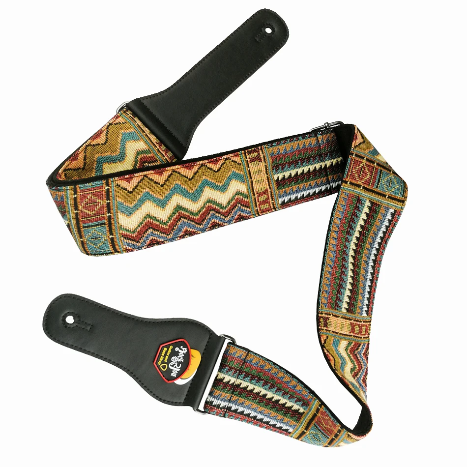 Neuer hochwertiger Baumwoll-Gitarrengurt, Akustikgitarrengurt, E-Bass-Gitarrengurt, verstellbare Länge, verbreitert 6,2 cm – Detail 4