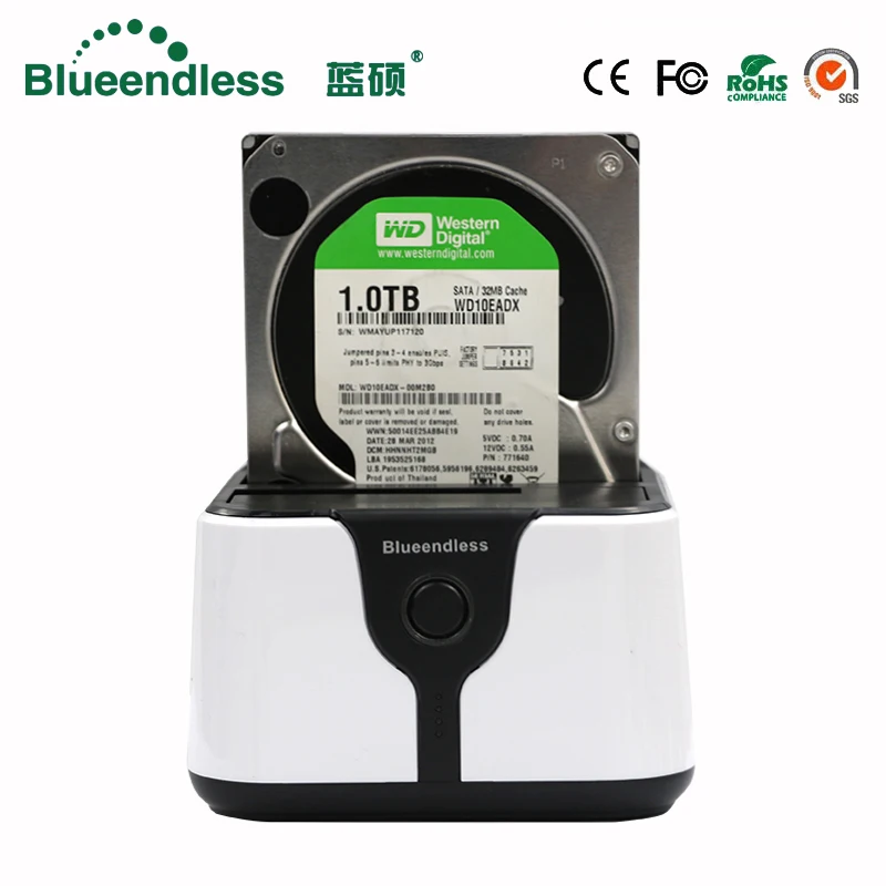 Clone SATA to USB 3.0 Hdd Docking Station Hdd Box 2.5/3.5"External Hdd Case USB3.0 Hdd 2 Bay Plastic External Hard Drive SSD Box