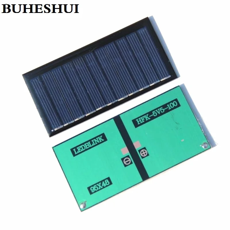 BUHESHUI 5.5V Mini Solar Cell 0.6W Polycrystalline Solar Panel Solar Module DIY Solar Power Applicances 95*48MM 10PCS