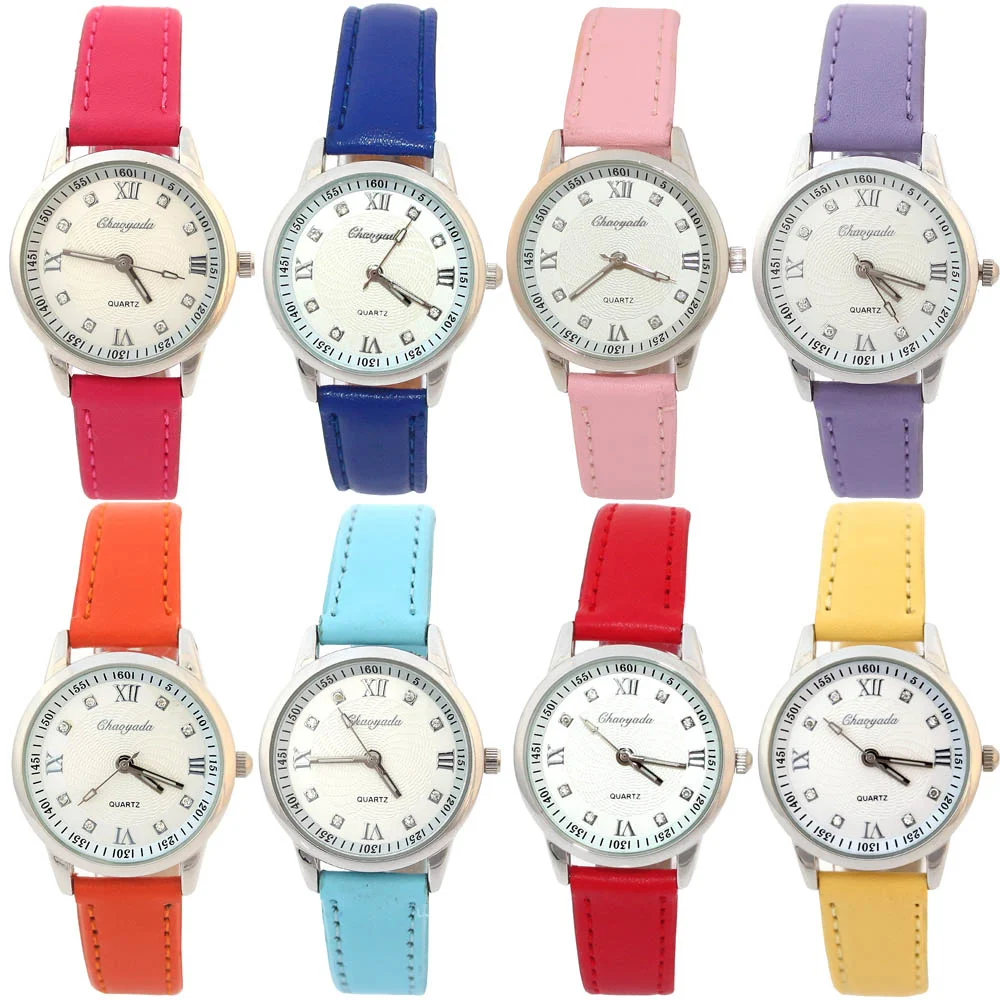 Kids First Watch Child Boy Girl kids Wristwatch Learn To Time Tutor Teacher Leather Student Quartz Rhinestore Watch U37