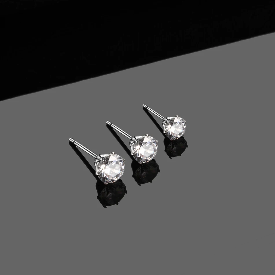 2pcs/lot Titanium Crystal Round Zircon Ear Piercing Stud Earrings For Women Ear Helix Tragus Orelha Cartilagem Piercings Jewelry