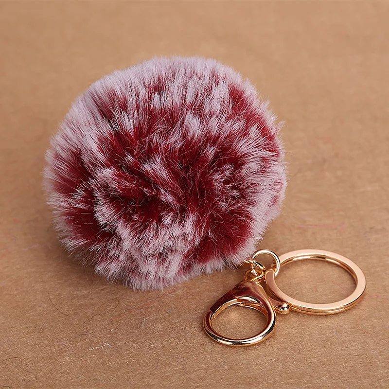 

Frost Color Fluffy Rabbit Fur Ball Pompom Keychain Women Cute Girls Pompon Fur Key Chain On Bag Car Trinket Female Party Gift