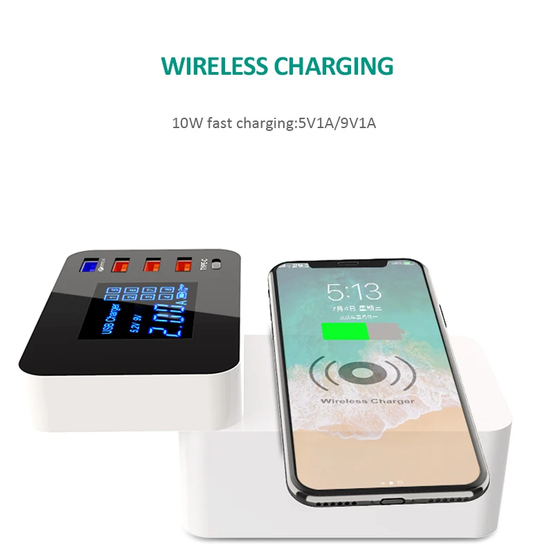 INGMAYA สมาร์ท USB Qi Wireless Charging Station Quick Charge 3.0สำหรับ iPhone X Samsung S8 Edge Huawei Nexus Mi อะแดปเตอร์ AC