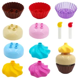 Big Size Building Blocks Cake Ice cream Snacks Desserts Accessories Compatible With  Bricks Educational Toy Gift For Kids