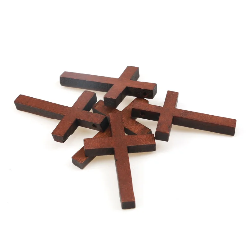 Aiovlo 20pcs/lot Natural Wood Cross Charms Pendant DIY Necklace Charm Jewelry Making Findings Handmade Accessories Supplies