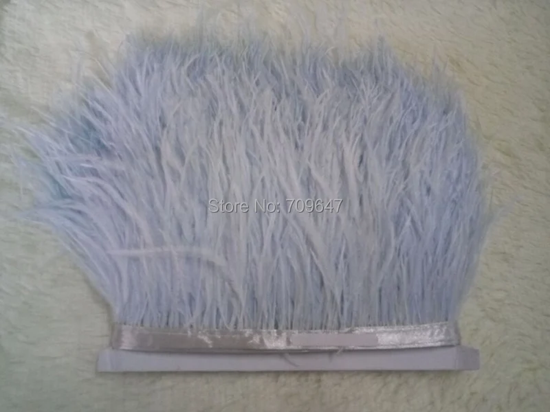 1-Ply Blue Ostrich Feathers,5-6inches 12-15cm height-LIGHT BLUE Ostrich Fringe Trim feather 10yards per lot