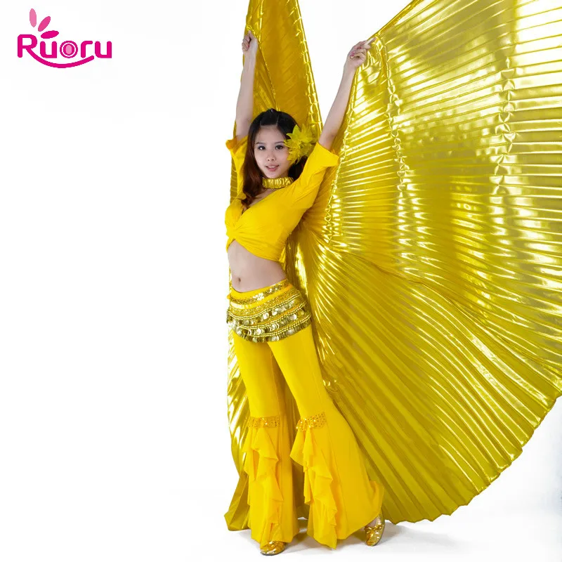 Ruoru ผู้หญิงเด็กผู้หญิง Belly Dance ISIS ปีกทอง Dance ปีก Bellydance ชุดอียิปต์ Oriental Dance ไม่มี Sticks