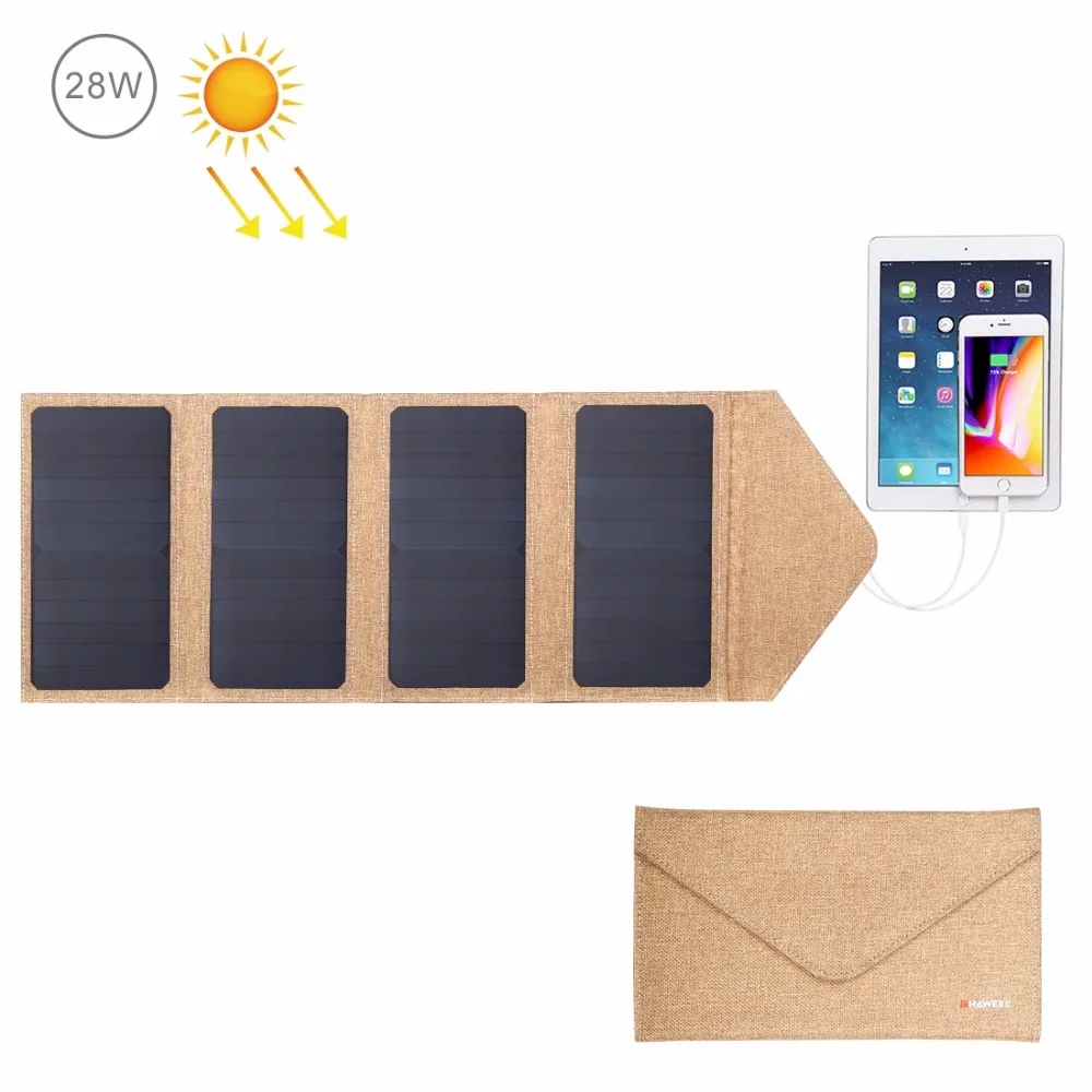 

HAWEEL 28W 21W 14W Foldable Solar Panel Charger with 5V 2.9A / 5V 2.1A Max Dual USB Ports for Smartphone Tablet PC