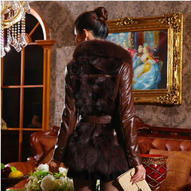 Free shipping Luxurious fur Double-faced fur the fox fur coat  In paragraph 2014 haining leather female long sheepskin coat