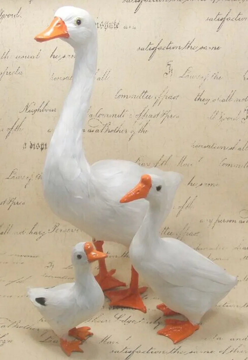 

polyethylene&furs goose hard model one lot/ 3 pieces handicraft,home decoration birthday gift a2435