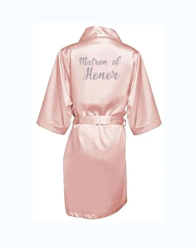 dark pink robe silver letter kimono satin pajamas wedding robe bridesmaid sister mother of the bride robes