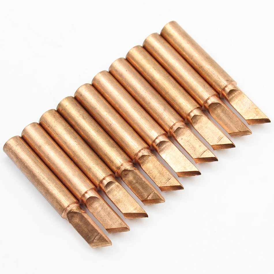 10pcs/lot 900M-T Diamagnetic copper soldering iron tip Lead-free Solder tip 933.376.907.913.951,898D,852D+ Soldering Station