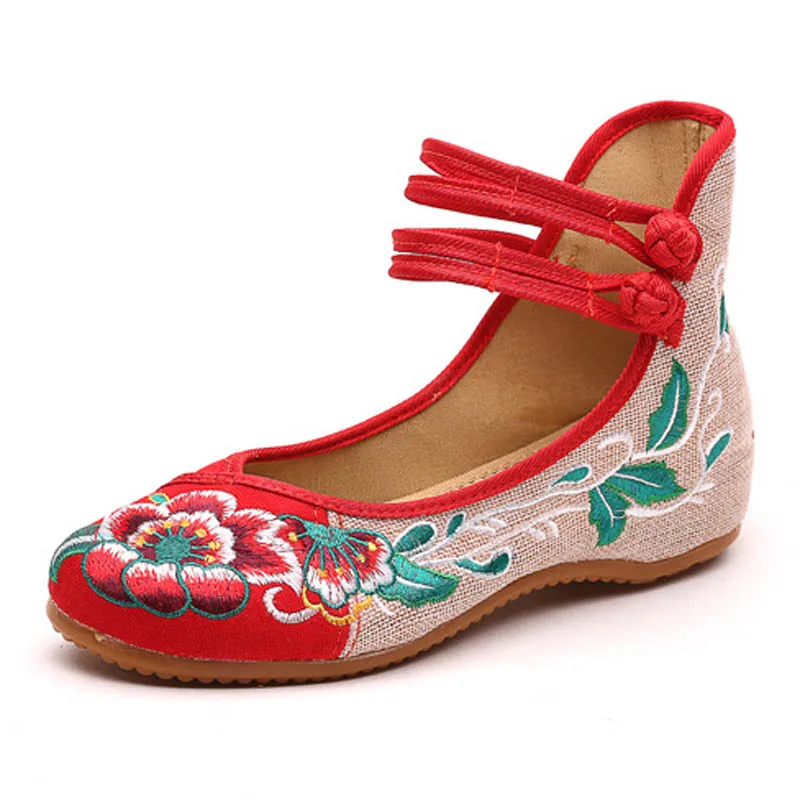 Fashion Embroidery Women Shoes Chinese Style Cloth High Top Casual Flat Shoes Woman Floral Dance Shoes Plus Size EU35-43 WSH2288