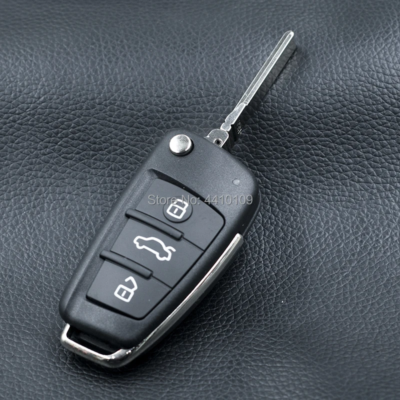 

Folding Flip Remote Car Key Shell Case For Audi 3 Buttons Key Shell Replacement With Logo Free Shipping