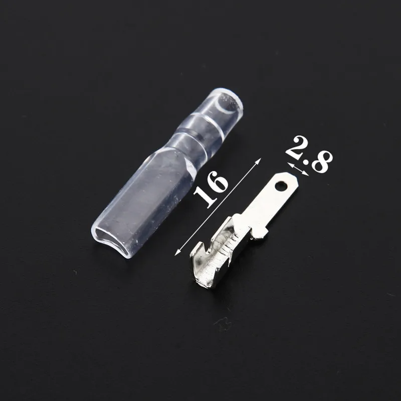 50sets 2.8 mm with transparent sheath inserted spring 2.8mm male connector terminal Faston with insulator for wire