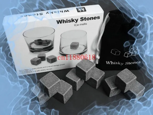 

100sets/lot Free Shipping 9pcs/set Whisky Stone Whiskey Rock Wine Ice Stone Whiskey Stone Christmas Gift Father's Day Gift