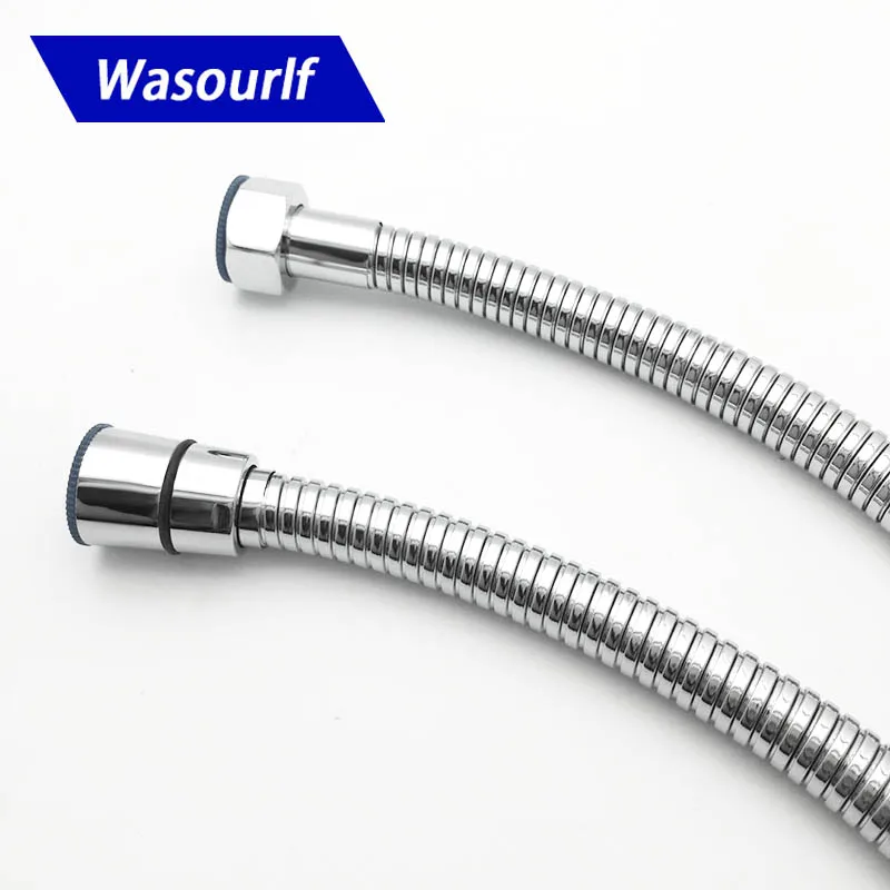 WASOURLF Shower Hose Flexible Stainless Steel 1.5m Stretch to 1.75m Chrome Bathroom Accessories Water Pipe Bath Part Fittings